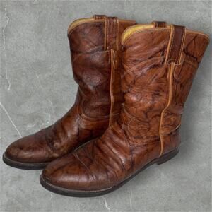 Justin Brown Jackson 10" Roper Marbled Leather Western Cowboy Boots Mens 9.5D